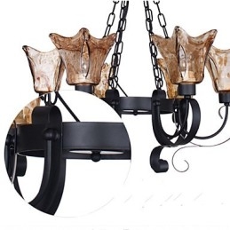 Lampadario classico vintage a 6 luci in vetro