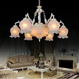 Lampadario retrò classico bianco in vetro e metallo, 1 lampadina E26/E27