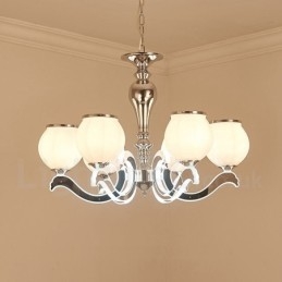 Lampadario a sospensione contemporaneo di lusso a 6 luci con paralume in vetro E14