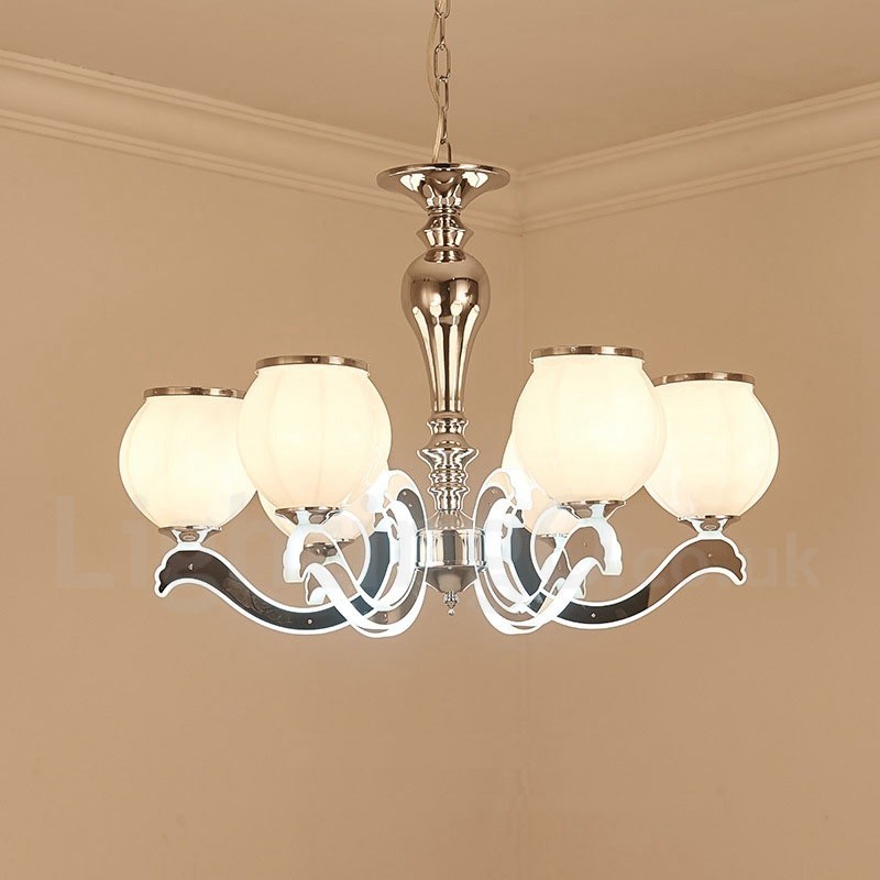 Lampadario a sospensione contemporaneo di lusso a 6 luci con paralume in vetro E14