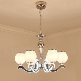 Lampadario a sospensione contemporaneo di lusso a 6 luci con paralume in vetro E14