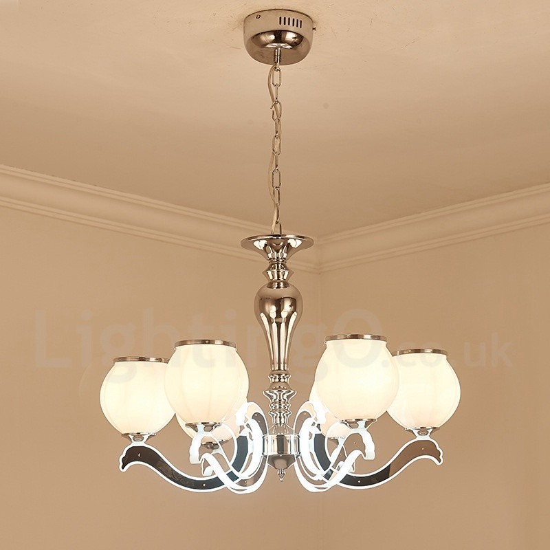 Lampadario a sospensione contemporaneo di lusso a 6 luci con paralume in vetro E14