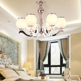 Lampadario a sospensione contemporaneo di lusso a 6 luci con paralume in vetro E14