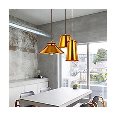 Lampadario a sospensione mini moderno contemporaneo in metallo dorato 3 luci