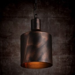 Lampadario a sospensione rustico Lodge Drum in metallo