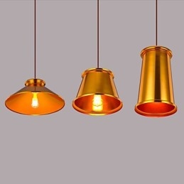 Lampadario a sospensione mini moderno contemporaneo in metallo dorato 3 luci