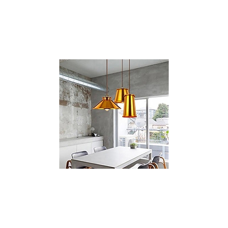 Lampadario a sospensione mini moderno contemporaneo in metallo dorato 3 luci