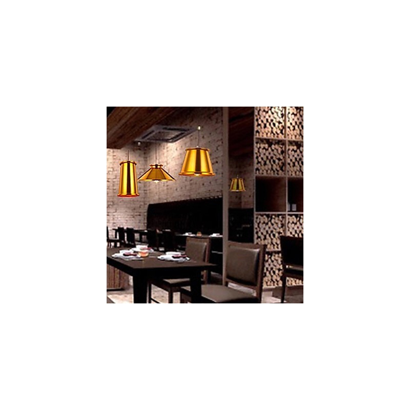 Lampadario a sospensione mini moderno contemporaneo in metallo dorato 3 luci