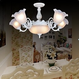 Lampadario retrò bianco in vetro e metallo, 1 lampadina E26/E27, 75 cm