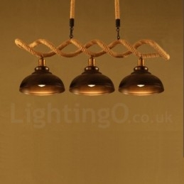 Lampada a sospensione 3 luci retrò rustica in acciaio 35 cm x 100 cm