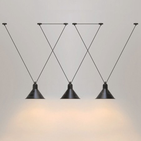 Lampada a sospensione a 3 luci moderna e contemporanea con paralume in acciaio