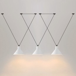 Lampada a sospensione a 3 luci moderna e contemporanea con paralume in acciaio