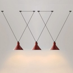 Lampada a sospensione a 3 luci moderna e contemporanea con paralume in acciaio