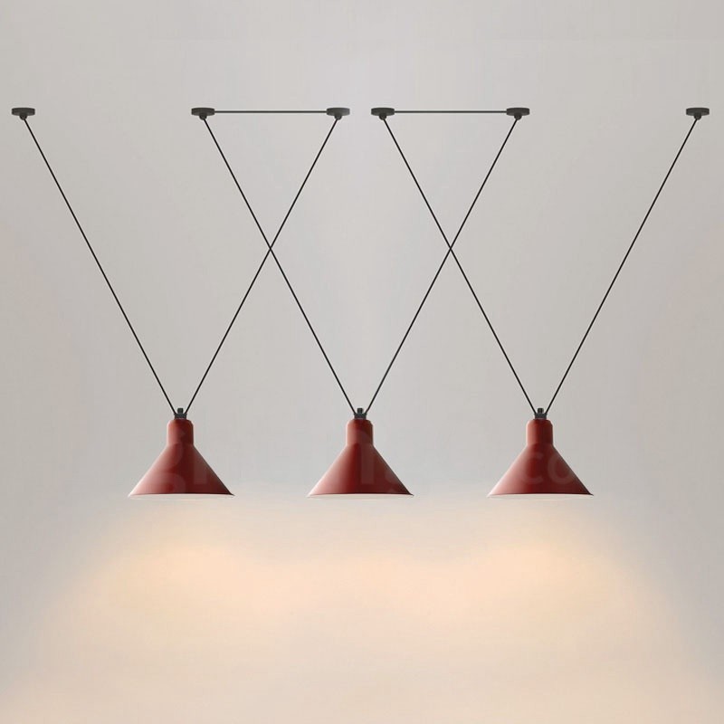 Lampada a sospensione a 3 luci moderna e contemporanea con paralume in acciaio
