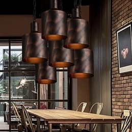 Lampadario a sospensione rustico Lodge Drum in metallo