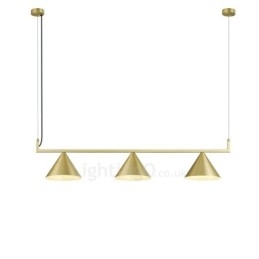 Lampada a sospensione contemporanea a 3 luci in acciaio, 110 x 20 x 26 cm