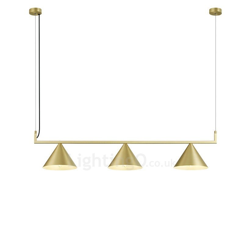 Lampada a sospensione contemporanea a 3 luci in acciaio, 110 x 20 x 26 cm