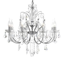 Lampadario in cristallo moderno a 8 luci, argento, 62 cm