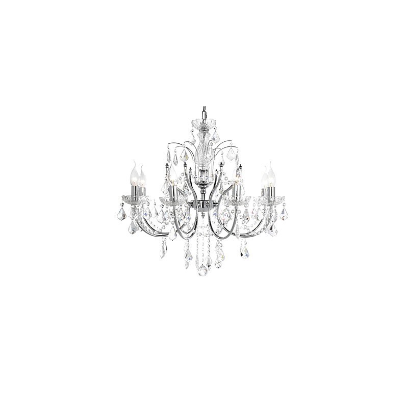 Lampadario in cristallo moderno a 8 luci, argento, 62 cm