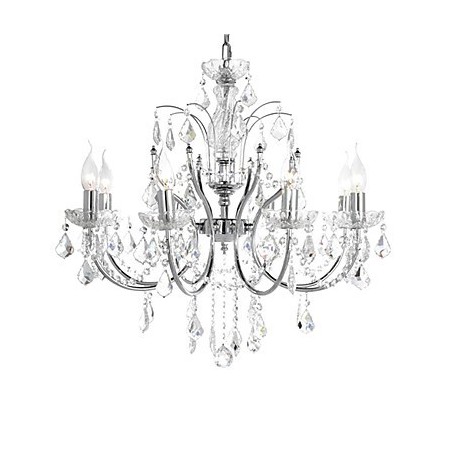 Lampadario in cristallo moderno a 8 luci, argento, 62 cm