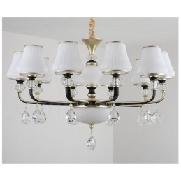 Lampadario retrò di lusso in cristallo con paralume in vetro