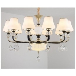 Lampadario retrò di lusso in cristallo con paralume in vetro