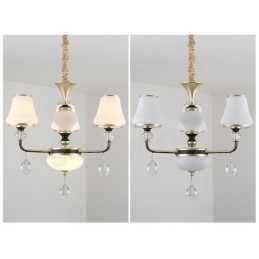 Lampadario retrò di lusso in cristallo con paralume in vetro