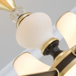 Lampadario retrò di lusso in cristallo con paralume in vetro
