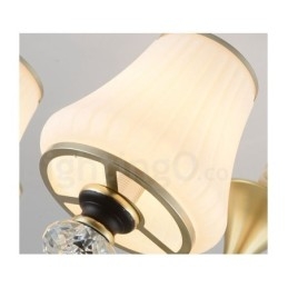 Lampadario retrò di lusso in cristallo con paralume in vetro