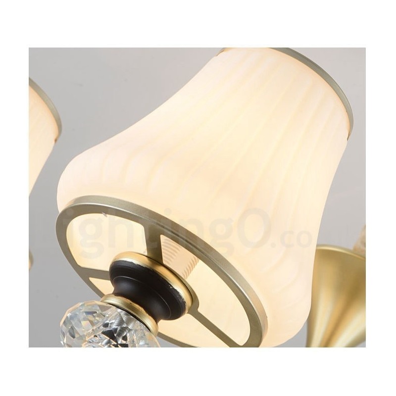 Lampadario retrò di lusso in cristallo con paralume in vetro