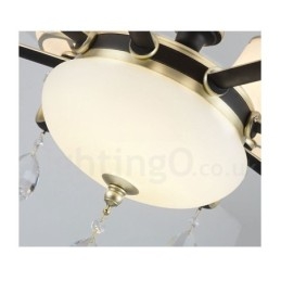 Lampadario retrò di lusso in cristallo con paralume in vetro