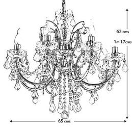 Lampadario in cristallo moderno a 8 luci, argento, 62 cm