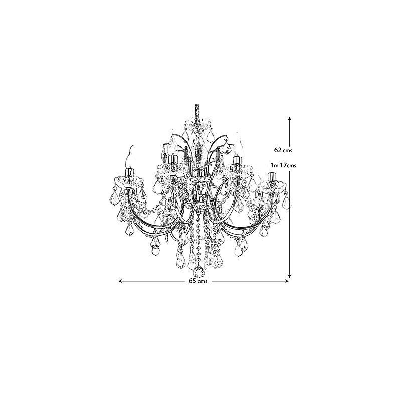 Lampadario in cristallo moderno a 8 luci, argento, 62 cm