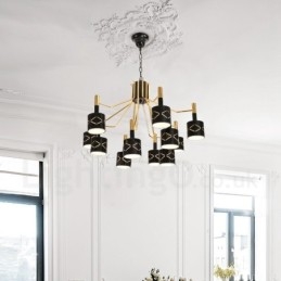Lampadario contemporaneo in acciaio a 12 luci, diametro 80 cm, altezza 55 cm
