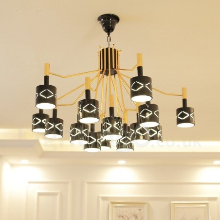 Lampadario contemporaneo in acciaio a 15 luci Ø 95 cm H 55 cm