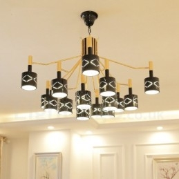 Lampadario contemporaneo in acciaio a 15 luci Ø 95 cm H 55 cm