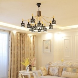 Lampadario contemporaneo in acciaio a 15 luci Ø 95 cm H 55 cm
