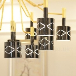 Lampadario contemporaneo in acciaio a 15 luci Ø 95 cm H 55 cm