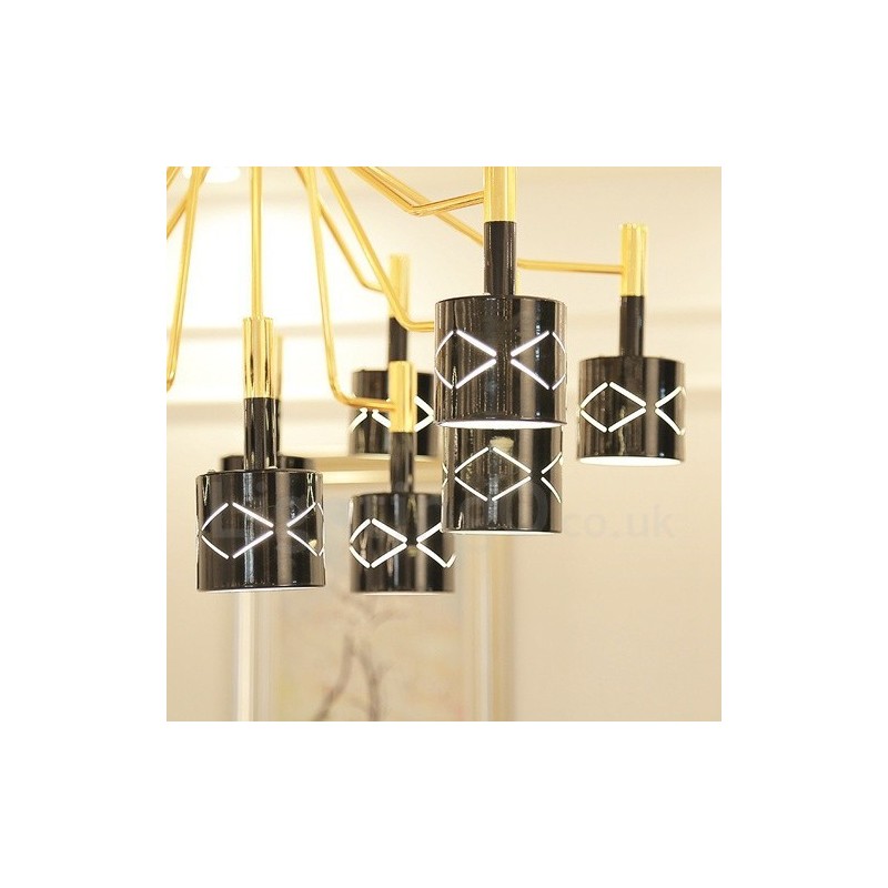 Lampadario contemporaneo in acciaio a 15 luci Ø 95 cm H 55 cm