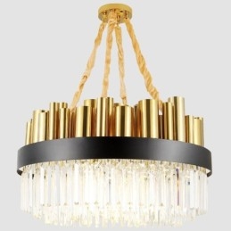 Lampada a sospensione moderna in acciaio e cristallo 16 luci G4 Ø 65 cm H 33 cm