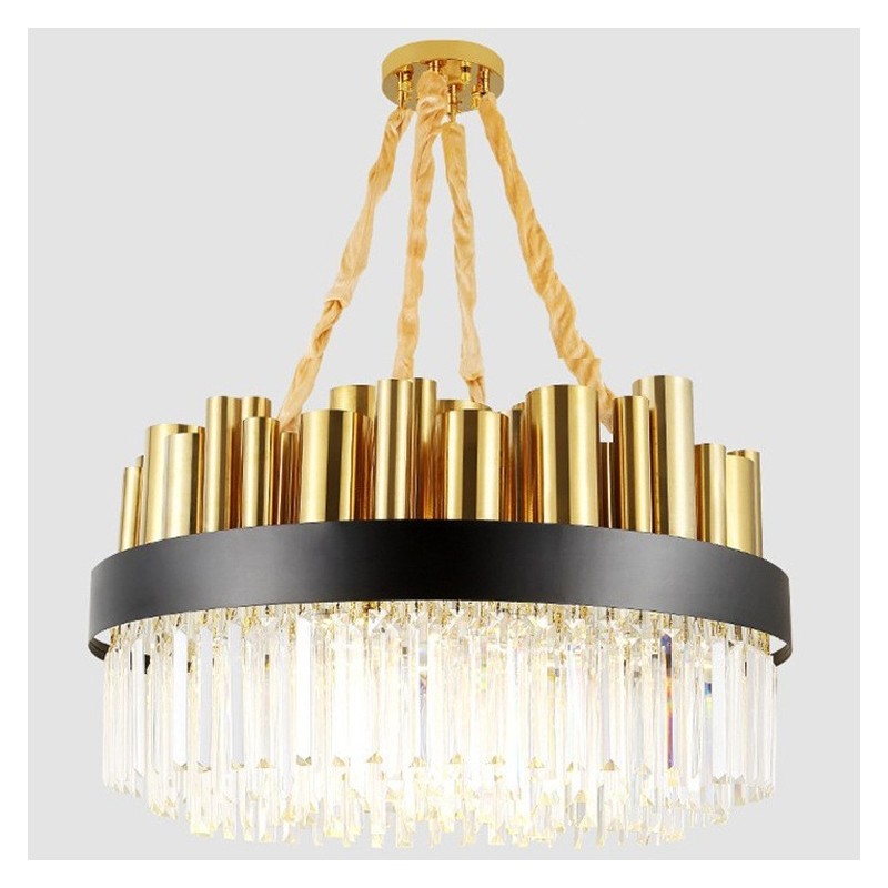 Lampada a sospensione moderna in acciaio e cristallo 16 luci G4 Ø 65 cm H 33 cm