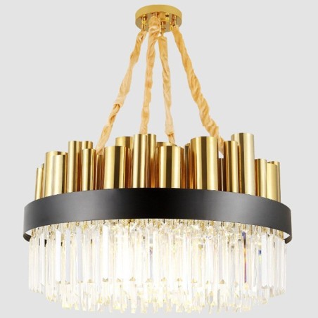 Lampada a sospensione moderna in acciaio e cristallo 16 luci G4 Ø 65 cm H 33 cm