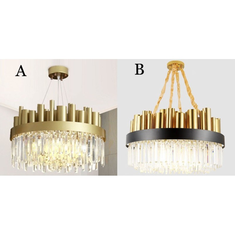 Lampada a sospensione moderna in acciaio e cristallo 16 luci G4 Ø 65 cm H 33 cm