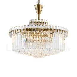 Lampada a sospensione contemporanea 9 luci in acciaio e cristallo E14 Ø 80 cm H 58 cm