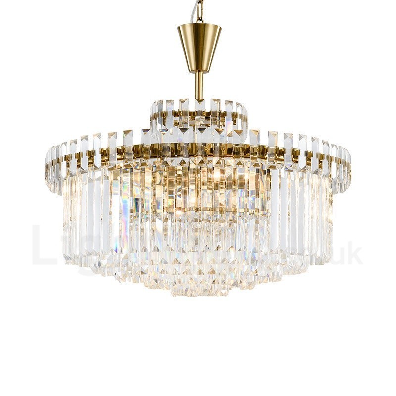 Lampada a sospensione contemporanea 9 luci in acciaio e cristallo E14 Ø 80 cm H 58 cm