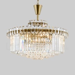 Lampada a sospensione contemporanea 9 luci in acciaio e cristallo E14 Ø 80 cm H 58 cm