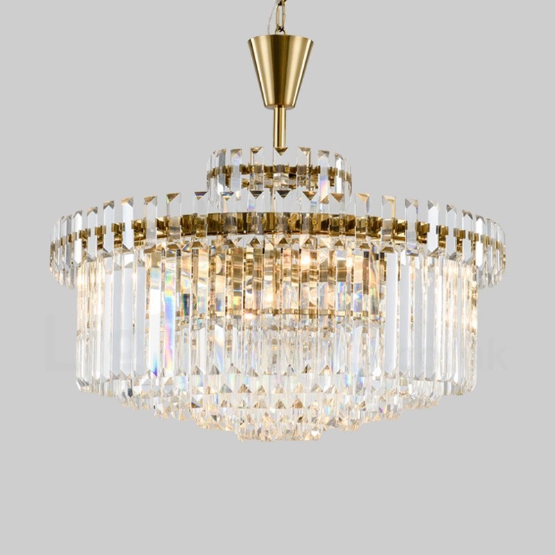 Lampada a sospensione contemporanea 9 luci in acciaio e cristallo E14 Ø 80 cm H 58 cm