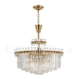 Lampada a sospensione contemporanea 9 luci in acciaio e cristallo E14 Ø 80 cm H 58 cm