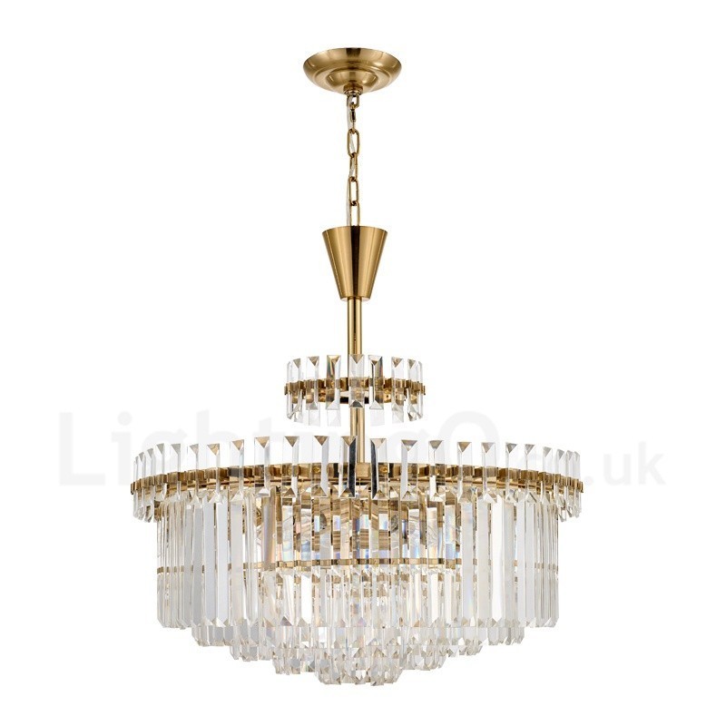 Lampada a sospensione contemporanea 9 luci in acciaio e cristallo E14 Ø 80 cm H 58 cm