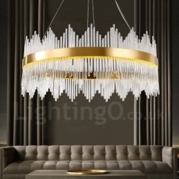 Lampada a sospensione moderna in acciaio e vetro Ø 85 cm H 34 cm
